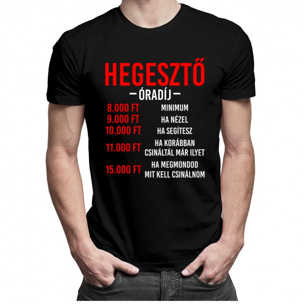 Hegesztő óradíj póló – ajándék hegesztőnek